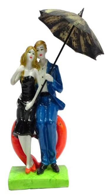 1294U "Romantic Couple on Heart Bench with Umbrella"