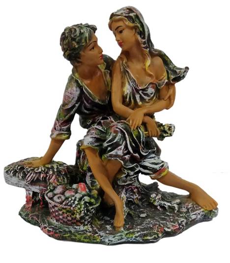 179 Romantic Couple with Basket of Fruits Statue