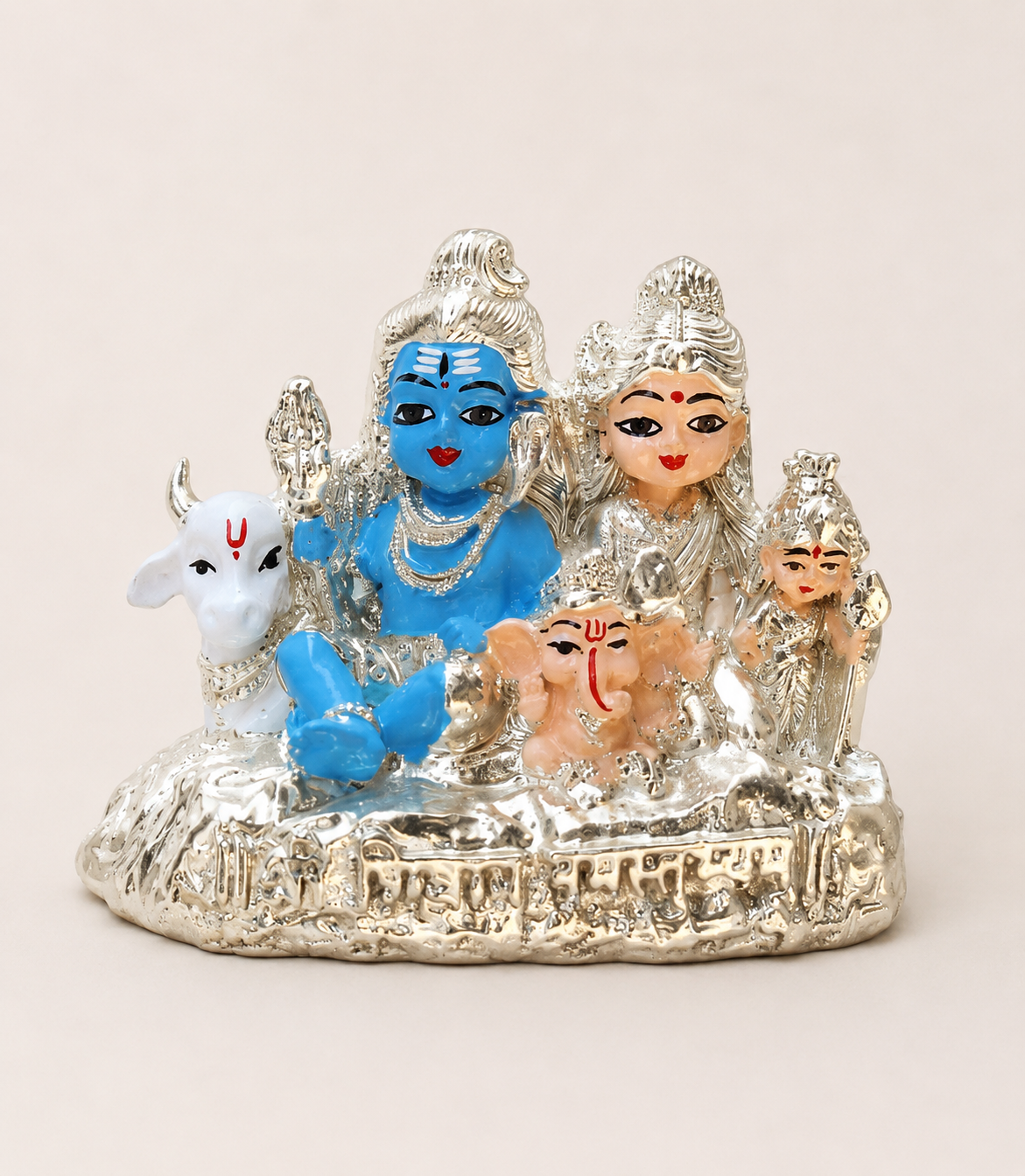 SL2089C Silver Shiv Parivar Decorative Idol