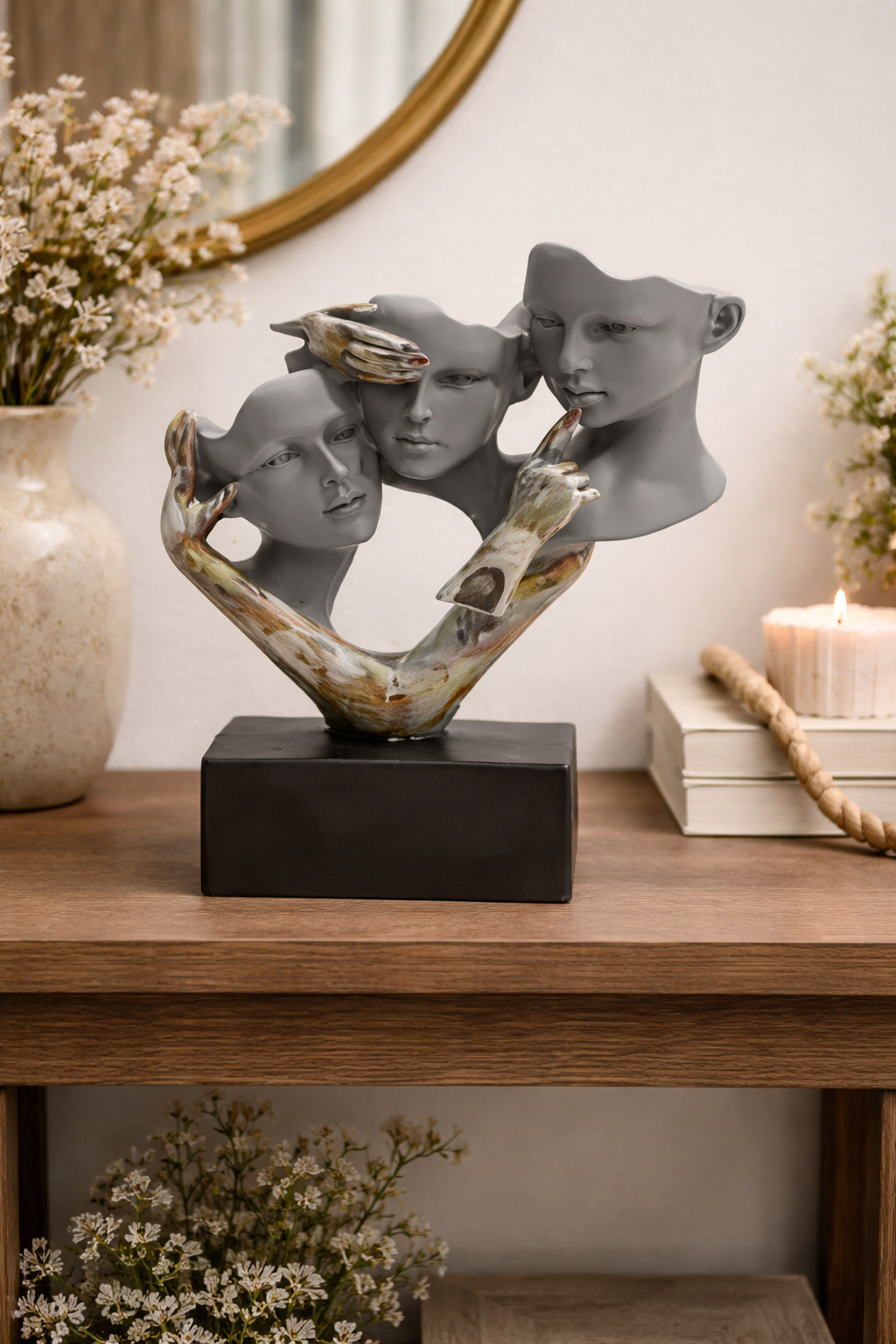 1652A Three Wise Faces Sculpture