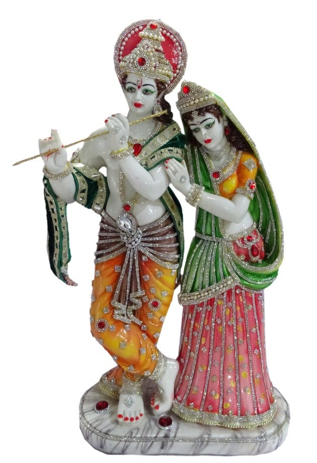 P10BPD Radha Krishna Multi-Color Jeweled Statue