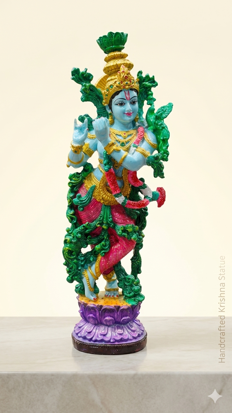P597D Krishna Idol on Lotus Base