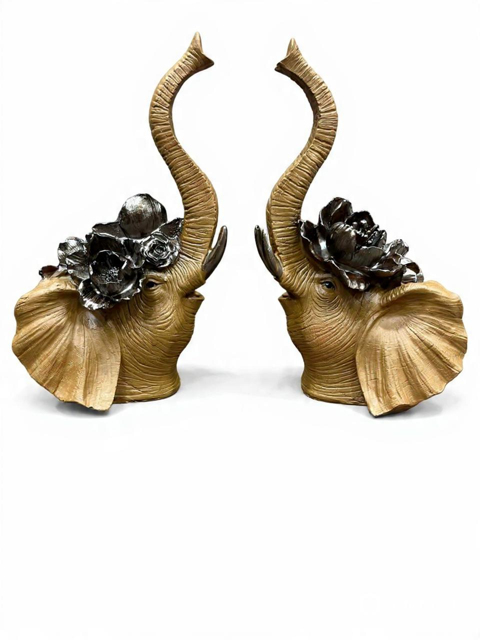 2076 Elegant Golden Elephant Head Showpiece