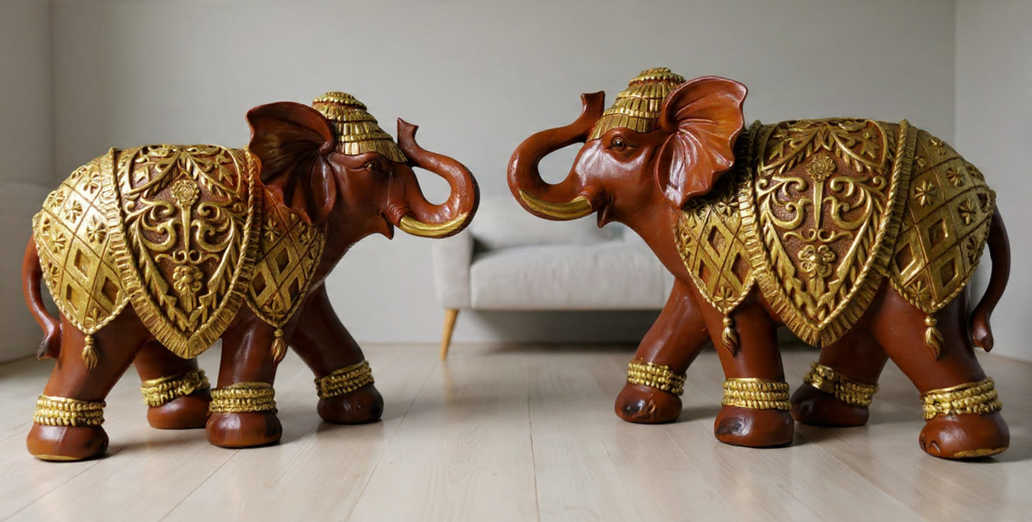 2060A Prosperity Elephant Duo (Brown & Gold)