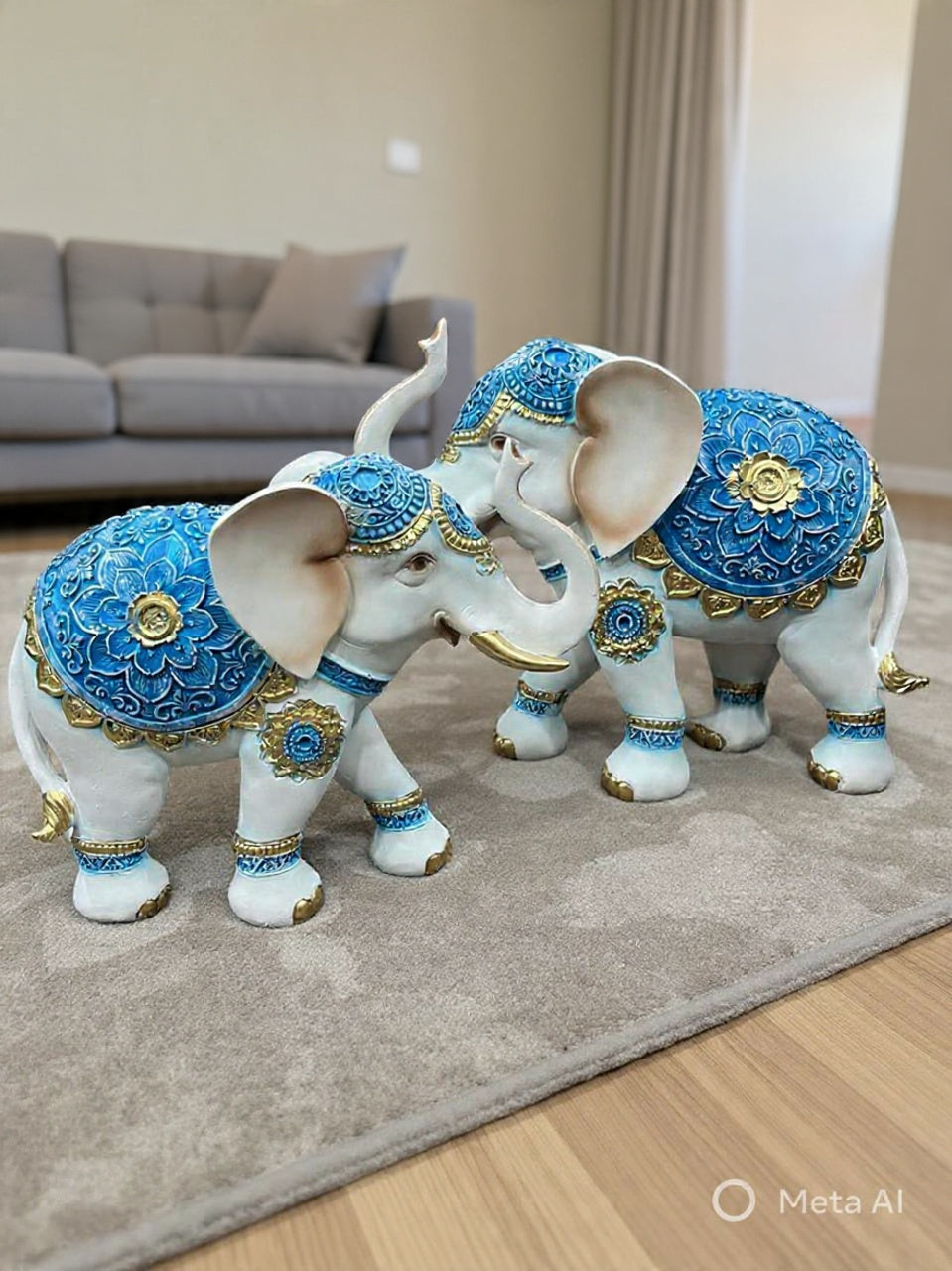2060 Harmony Elephant Figurines (White & Blue)