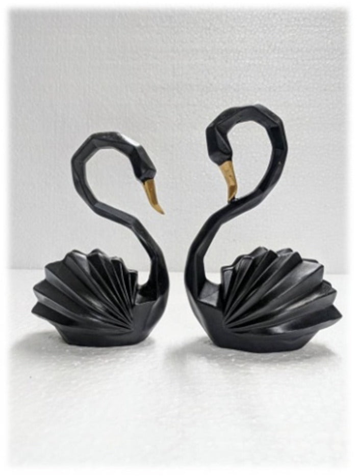 1602 Black Swan Showpiece Set – Elegant Modern Home Décor