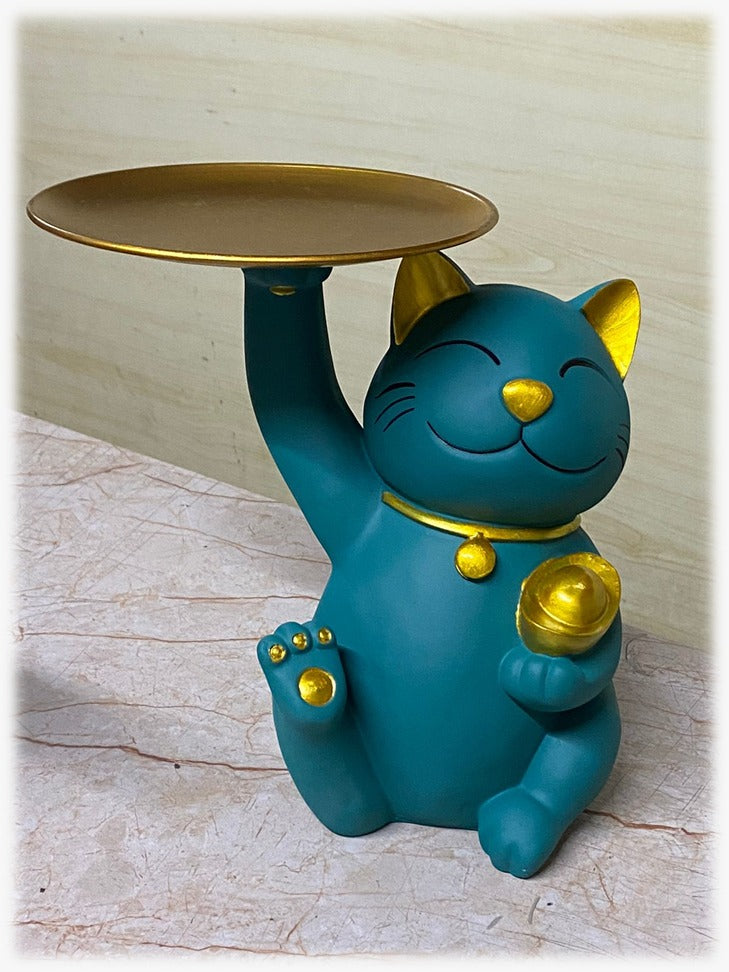 1659 Geometric Cat & Kitten Statue