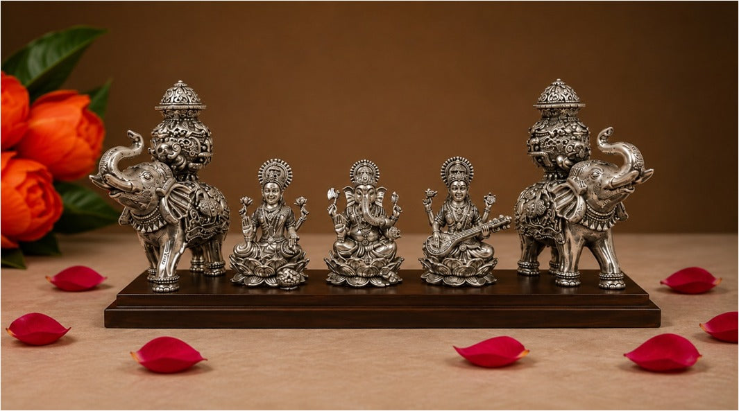 SL2150A, Laxmi, Ganesh, Saraswati with Elephant Kalash