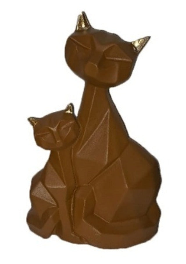 1784A Geometric Cat & Kitten Ceramic Statue