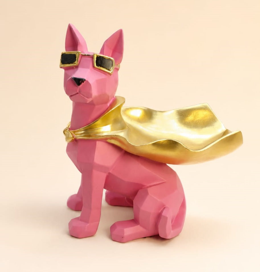 2092B Luxury Geometric Dog Resin Tray Showpiece – Modern Decorative Organizer