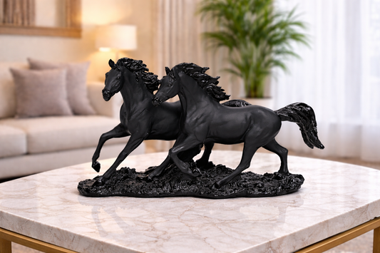 1240B    Elegant Black Running Horses