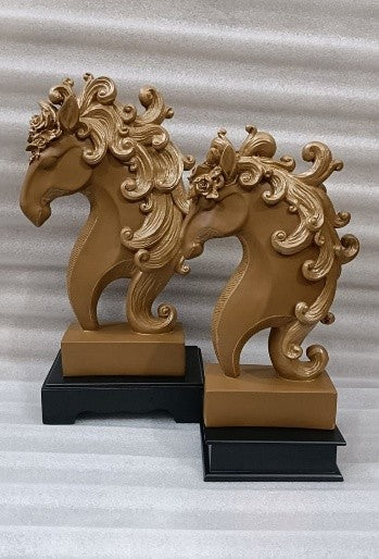 1768C    Golden Scrollwork Steed Statues