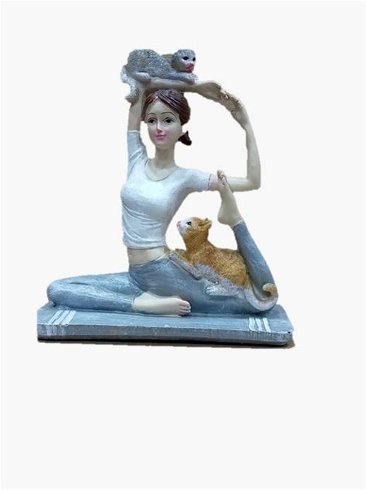 1805A    Yoga Lady with Cats Decorative Showpiece