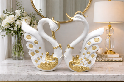 2083C   Luxury Black Gold Swan Couple