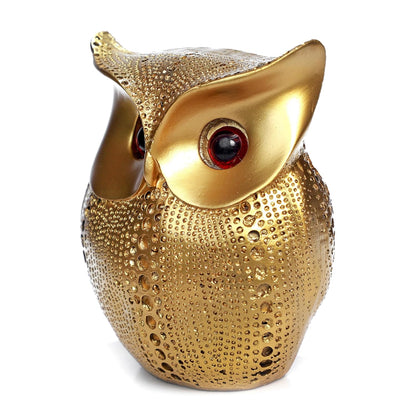1715E     Golden Owl Statue | Resin Showpiece