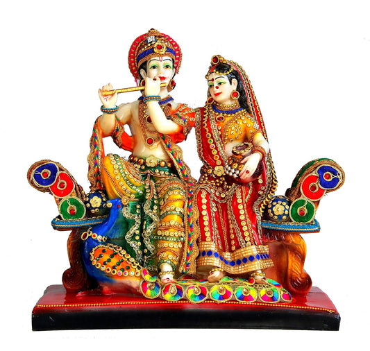 755CJ Resin Radha Krishna on Sofa Murti Idol Statue