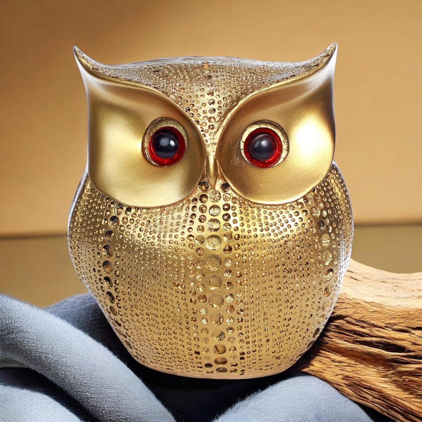 1715E     Golden Owl Statue | Resin Showpiece