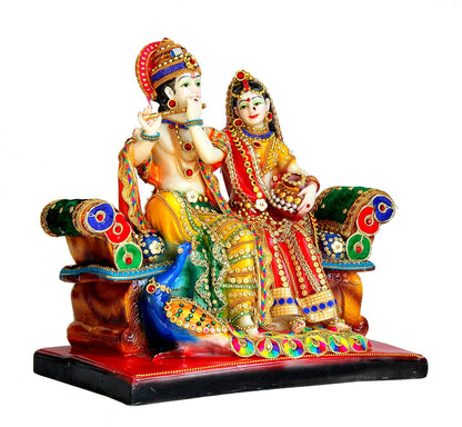 755CJ Resin Radha Krishna on Sofa Murti Idol Statue