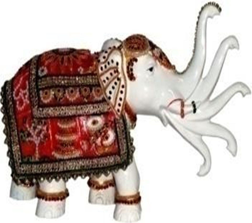 938P    Mystic White Elephant with Fan Trunk