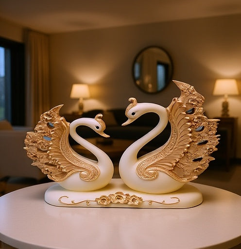 1697C  Golden Swan Couple Showpiece