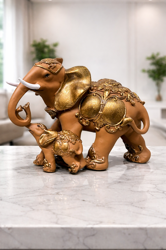 1505A   Elegant Mother &amp; Baby Elephant Showpiece