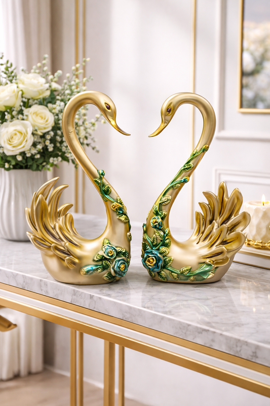 2083  Elegant Golden Swan Couple