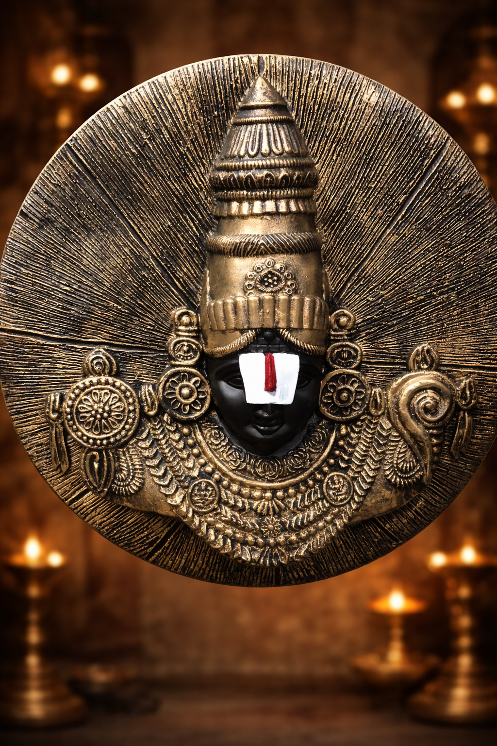 512F    Divine Tirupati Balaji Wall Hanging – Antique Finish Spiritual Décor