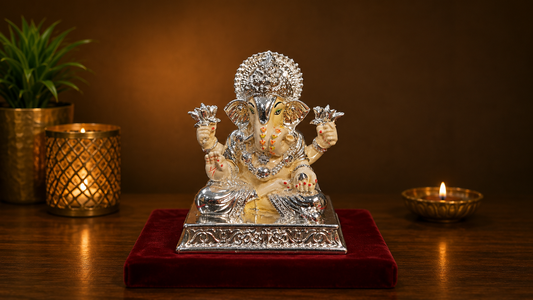SL754E,   SILVER PLATED GANESH JI