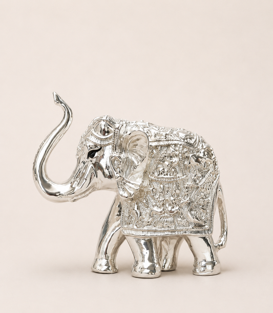 SL813D    Silver Elephant Showpiece for Home &amp; Office Décor