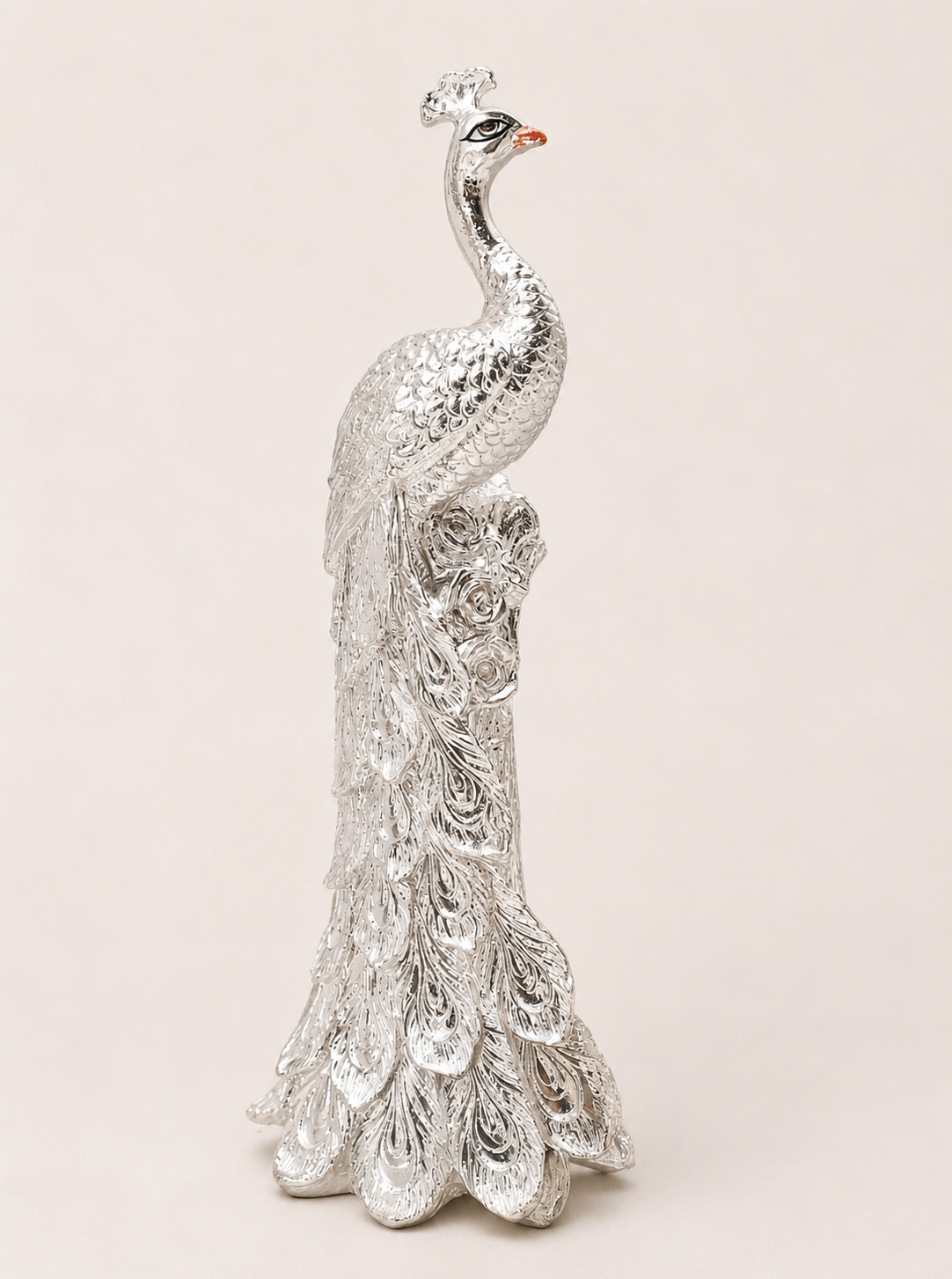SL1975   Silver Peacock Showpiece