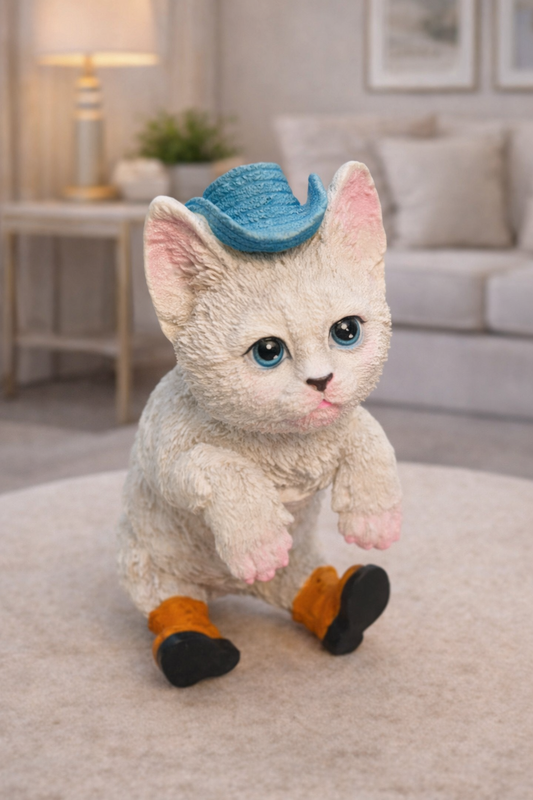 2106B   Cute Kitten Showpiece with Hat and Boots.