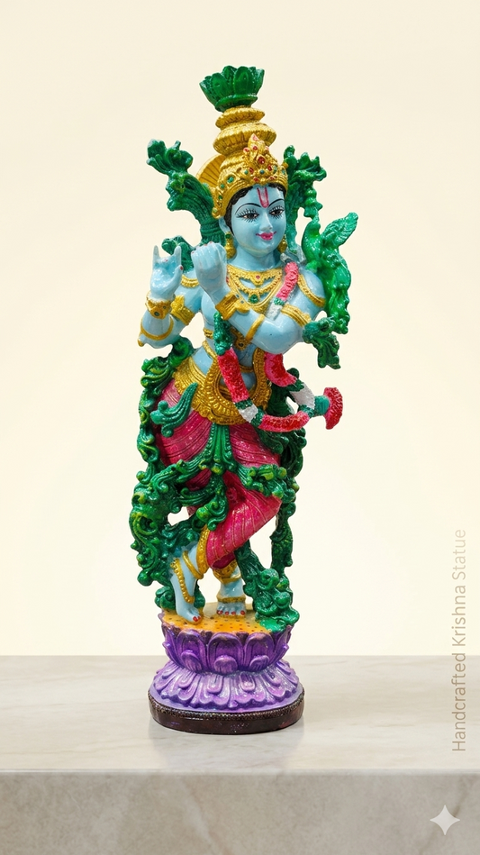 P597D  Krishna Idol on Lotus Base