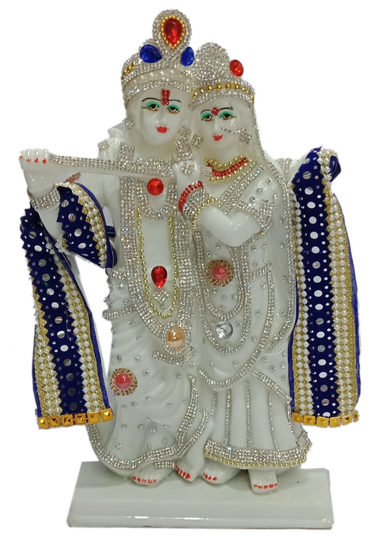 PP10CPD  Luxury Radha Krishna White Marble Dust Murti