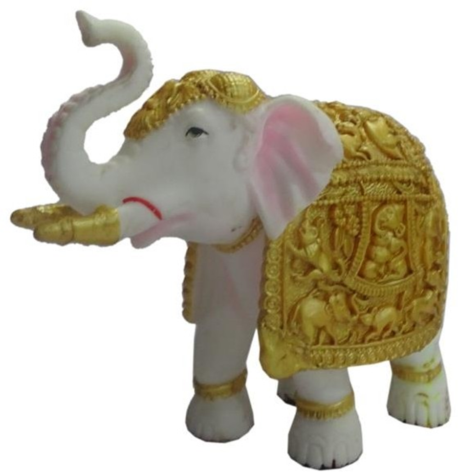 PP813   Golden Carved White Elephant