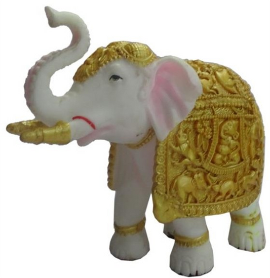 PP813   Golden Carved White Elephant