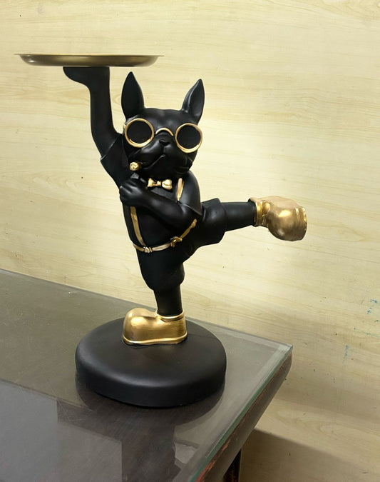 French Bulldog Statue with Plate CODE*1705D