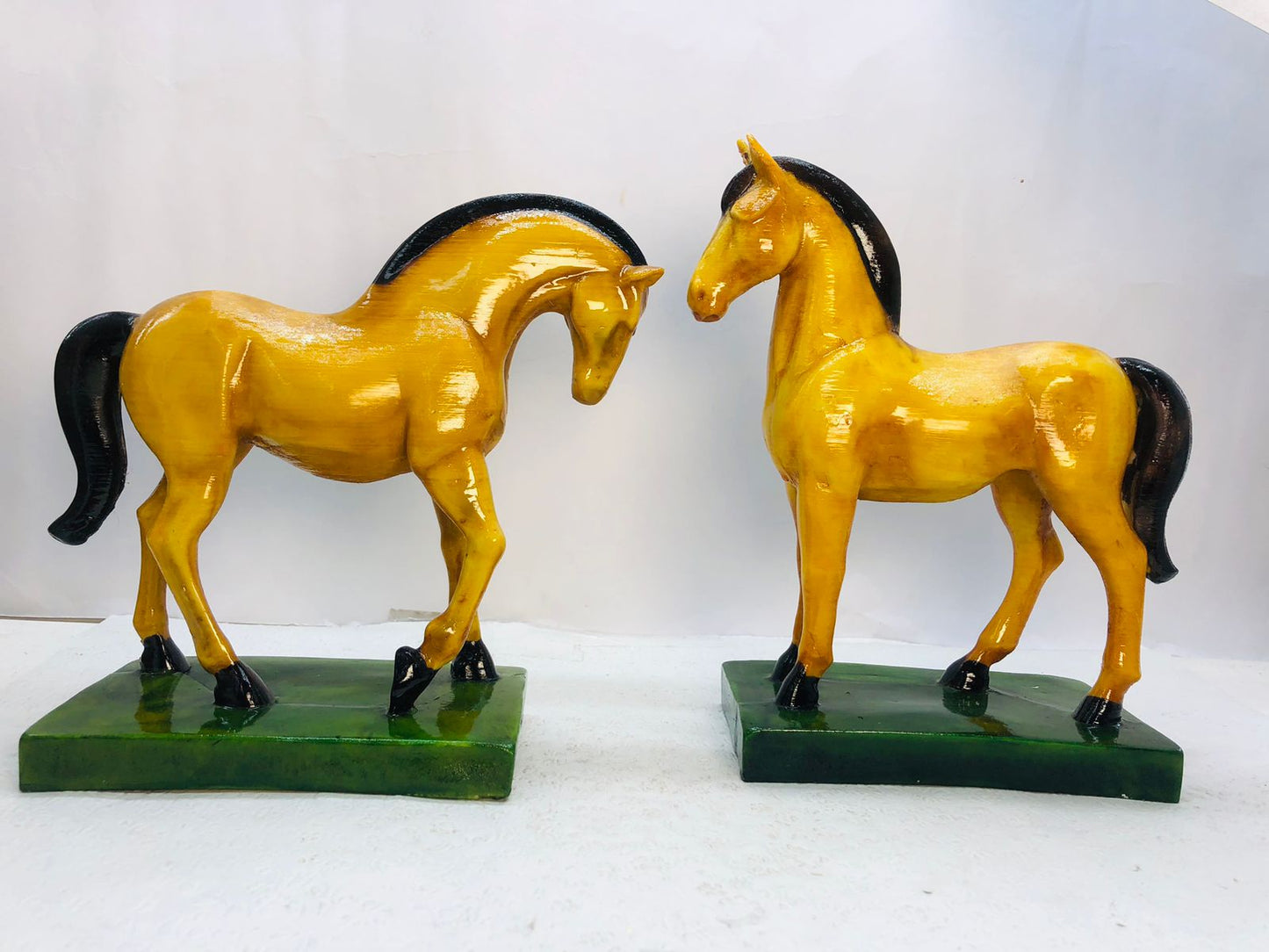 2052    Antique Gold & Bronze Horse Sculptures 2 pcs set
