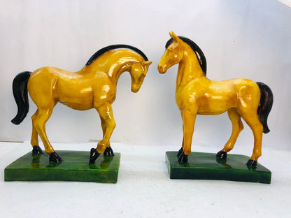 2052    Antique Gold & Bronze Horse Sculptures 2 pcs set