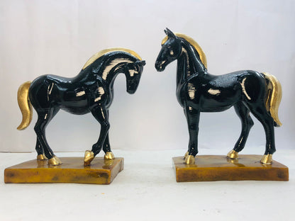 2052    Antique Gold & Bronze Horse Sculptures 2 pcs set