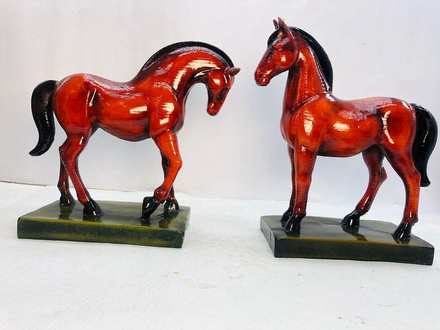2052    Antique Gold & Bronze Horse Sculptures 2 pcs set