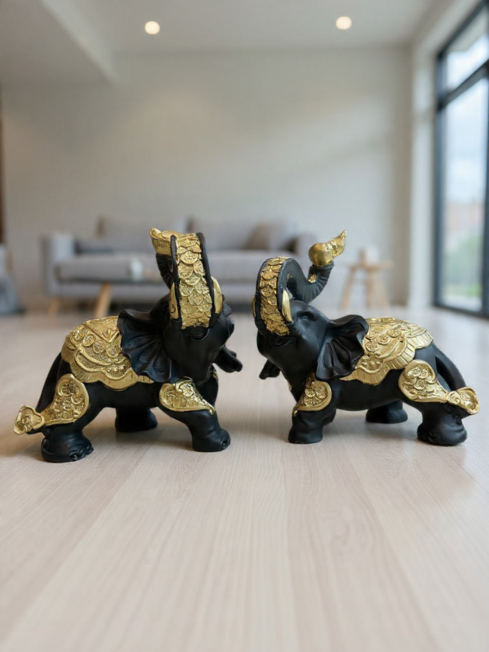 938P    Golden Scales Elephant Sculpture