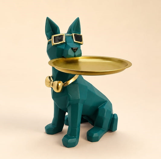 2092A  Luxury Geometric Dog Butler Tray – Premium Resin Decorative Organizer