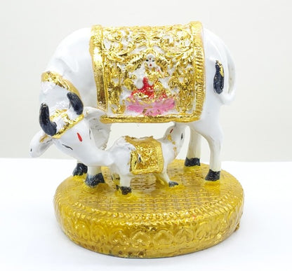 P1778DGP   Divine Kamdhenu Cow and Calf Idol with Goddess Lakshmi