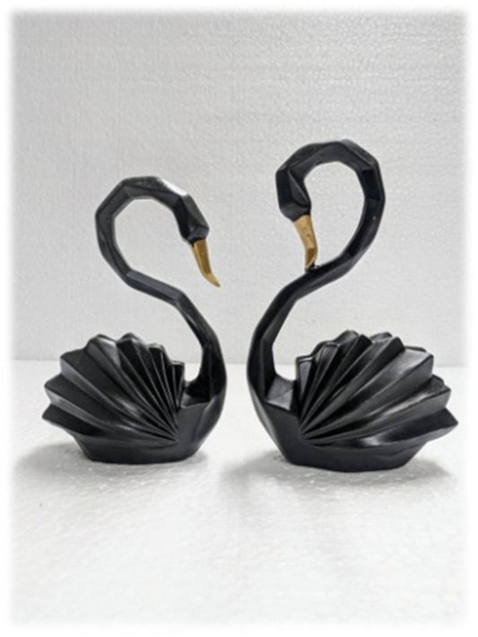 1602  Black Swan Showpiece Set – Elegant Modern Home Décor