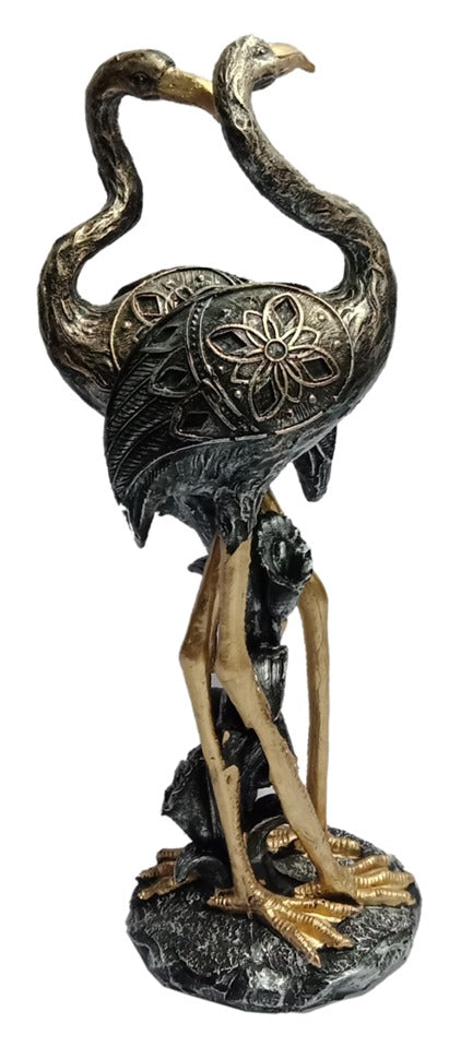1386B   Luxury Antique Gold & Silver Intertwined Flamingo Figurine