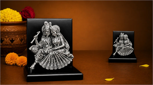 SL2145, Sitting Radha Krishna With Flute