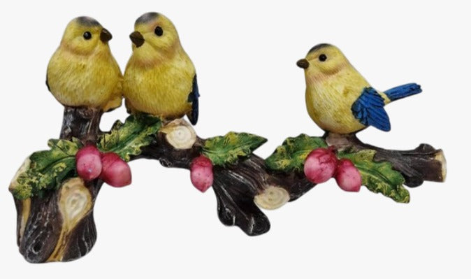 1802B  Set of Cheerful Yellow Birds on Branch Figurine