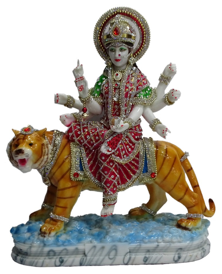 P1316PD   Divine Marble Maa Durga Idol on Tiger