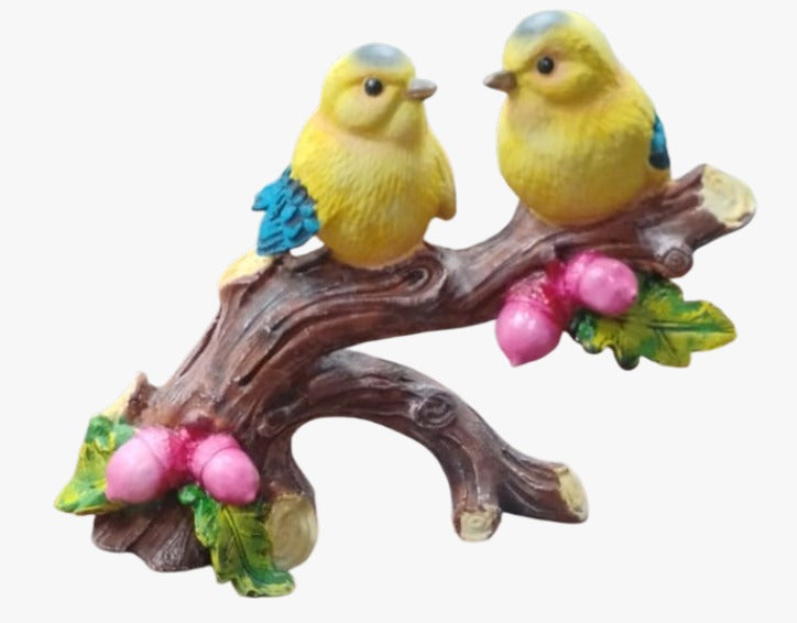 1802B  Set of Cheerful Yellow Birds on Branch Figurine