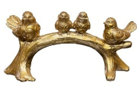 1463C  Golden Four Birds on Tree Branch Decorative Showpiece